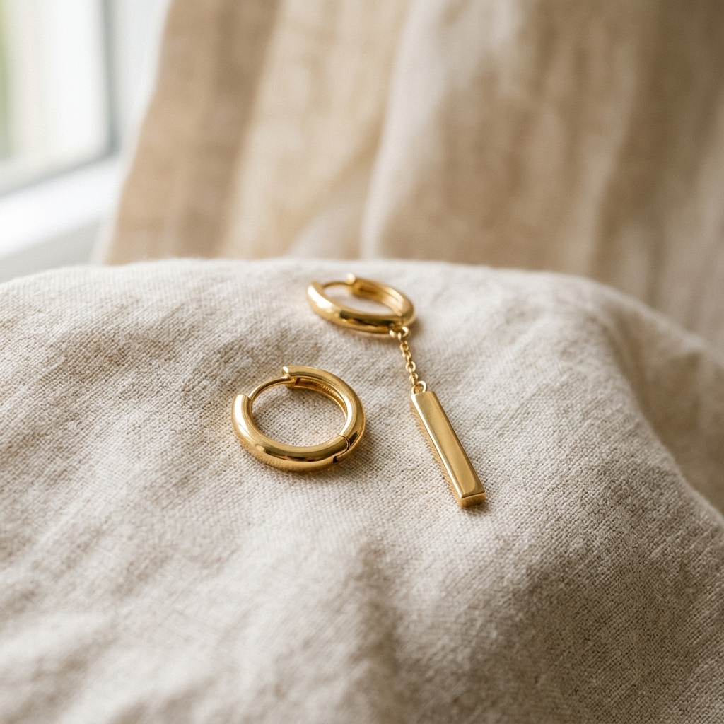 Modern gold-tone hoop and drop earrings