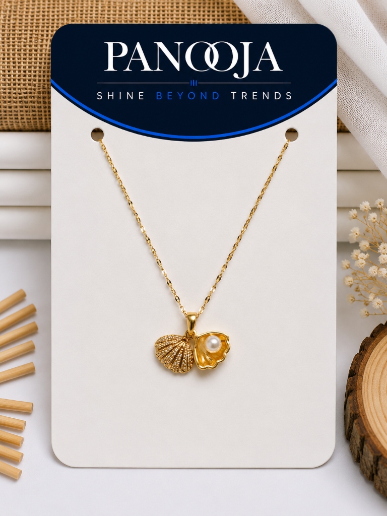 Shell & Pearl Pendant Necklace